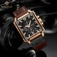 Hudlot - Men’s TOP Brand Waterproof Sports Chronograph Square Luxury Leather Watch