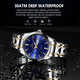 HUdlot - Waterproof Luminous Watch Luxury Gold Stainless Steel Business Wristwatch Auto Date Week