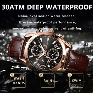 Hudlot - Fashion Men Watch Sport Chronograph  Waterproof Luminous Quartz Watches