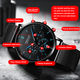 HUdlot - Ultra-Thin Minimalist Sport Chronograph Quartz Mesh Stainless Steel Watch Waterproof Luminous Fashion Wristwatch