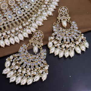 Vibha Reverse AD Choker Set With Teeka + Earrings