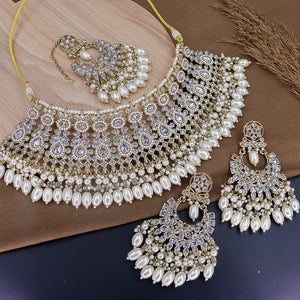 Vibha Reverse AD Choker Set With Teeka + Earrings