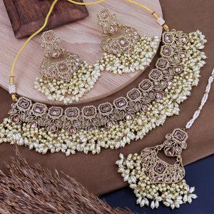 Sukhi Premium Reverse AD Semi Bridal Choker Set