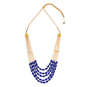 Aarushi Blue Bead And Pearl Necklace