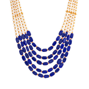 Aarushi Blue Bead And Pearl Necklace