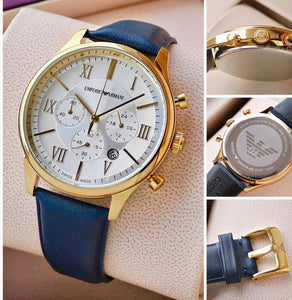 Emporio Armani Watch Watch with Sweat Leather strap.