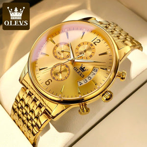 OLEVS Men's Watch Waterproof Luminous Wrist Watch Quartz Stainless Steel Watch