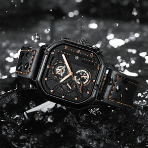 Casual Leather Quartz Watches Waterproof Luminous Men‘s Wristwatch