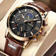 LIGE Genuine Leather Waterproof Tourbillon Mechanical Watch For Men