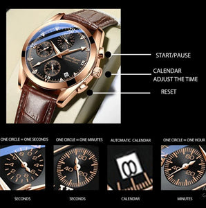 Men Watch Fashion Leather Quartz Watches Sport Poedagar