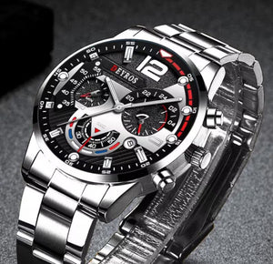 Men’s Stainless Steel Watches Luxury Quartz Wristwatch