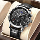 LIGE Genuine Leather Waterproof Tourbillon Mechanical Watch For Men