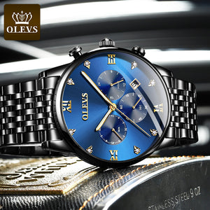 OLEVS Men's Watch Waterproof Luminous Wrist Watch Quartz Stainless Steel Watch