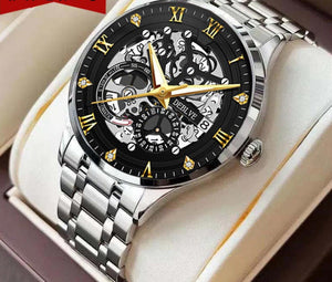 THE WATCH MEN'S WATCH WATERPROOF Swiss Automatic Movement Watch Calendar Luminous Men's Steel Band